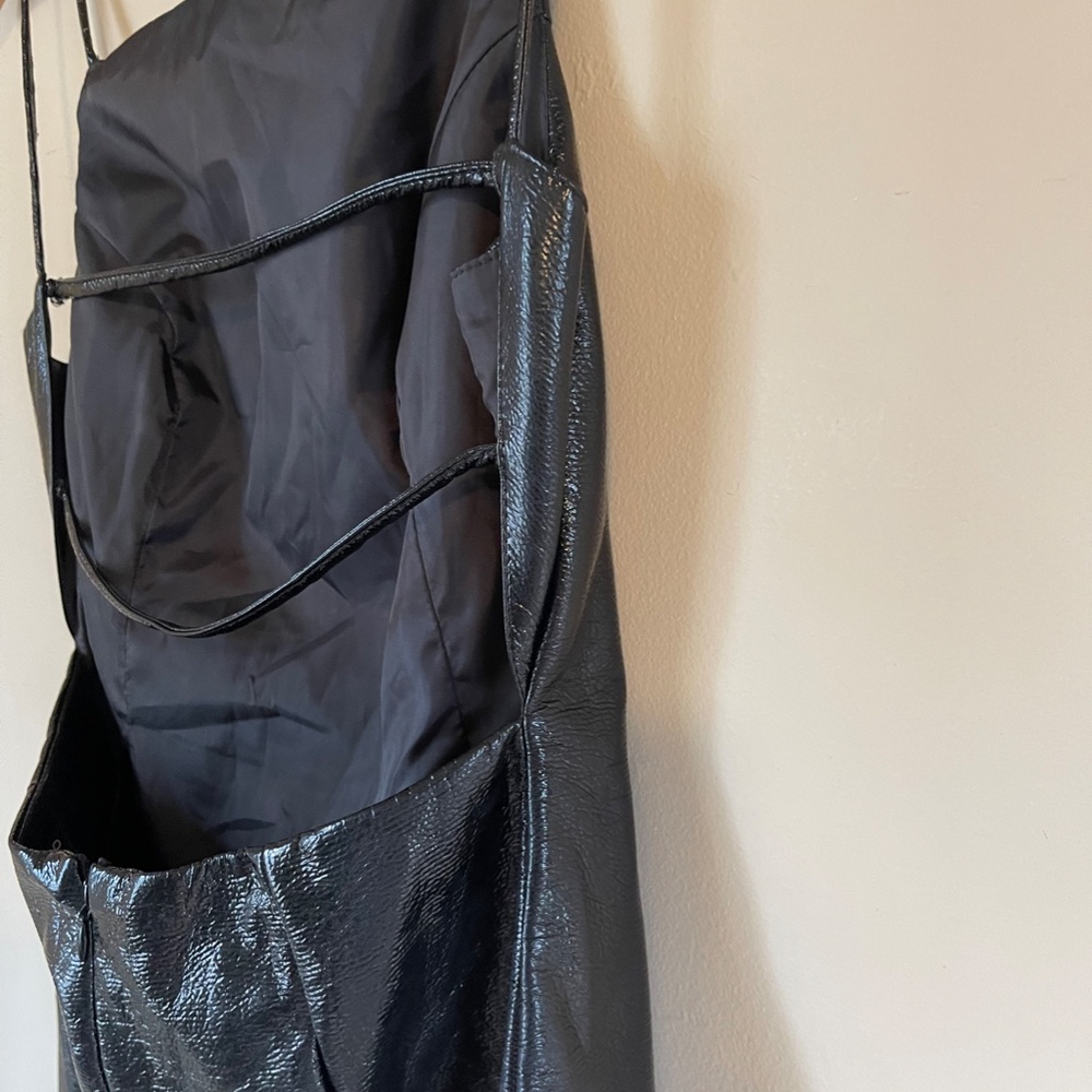 NWT Black Topshop Faux Leather mini dress, Size 6 - Picture 10 of 12